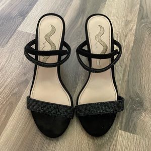 Nina Black Rhinestone Heels